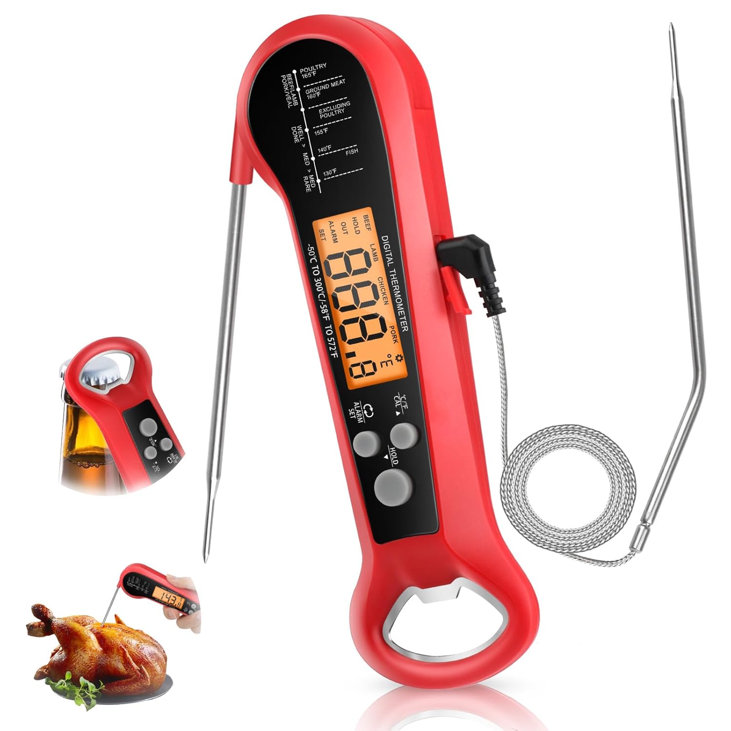 Digital Thermometer Probe - Professionele digitale vleesthermometer, waterdicht, met 2
